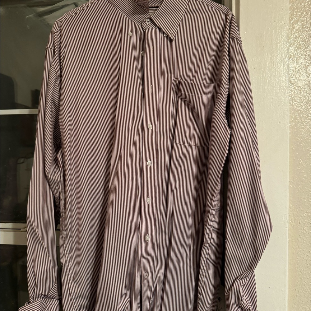 Cinch Red and White Dress Shirt Long-Sleeved Button-Down